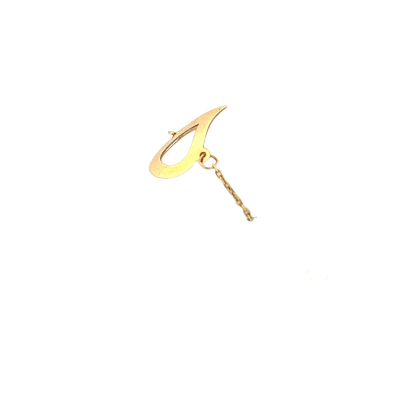 14K Gold Open Tear Drop Chain Ring