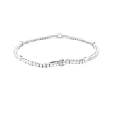 14K Gold Emerald Bezel Station and Round Lab Grown Diamond Tennis Bracelet