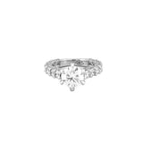 14K Gold 2.00 Carat Round Cut Moissanite Diamond U Prong Engagement Ring w/ 3D Diamond Prongs