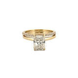 14K Gold 2.00 Carat Lab Grown Radiant Diamond Under Halo Solitaire Engagement Set