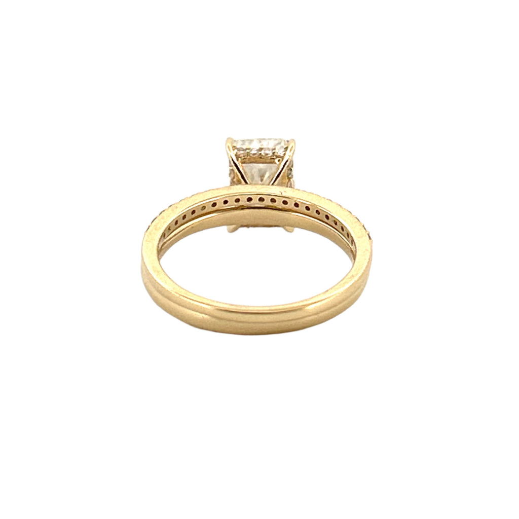 14K Gold 2.00 Carat Lab Grown Radiant Diamond Under Halo Solitaire Engagement Set