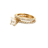 14K Gold 2.00 Carat Natural Cushion Diamond Single Prong Wedding Set