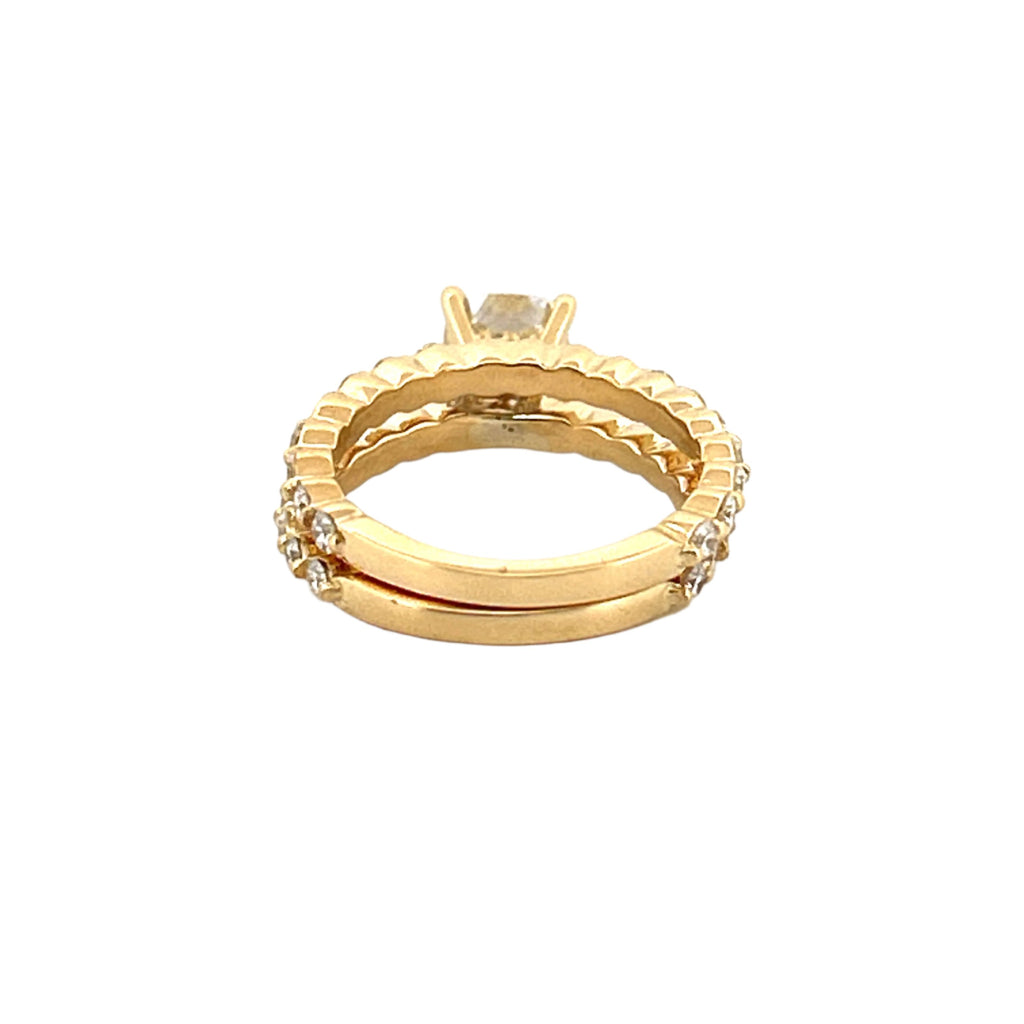14K Gold 2.00 Carat Natural Cushion Diamond Single Prong Wedding Set