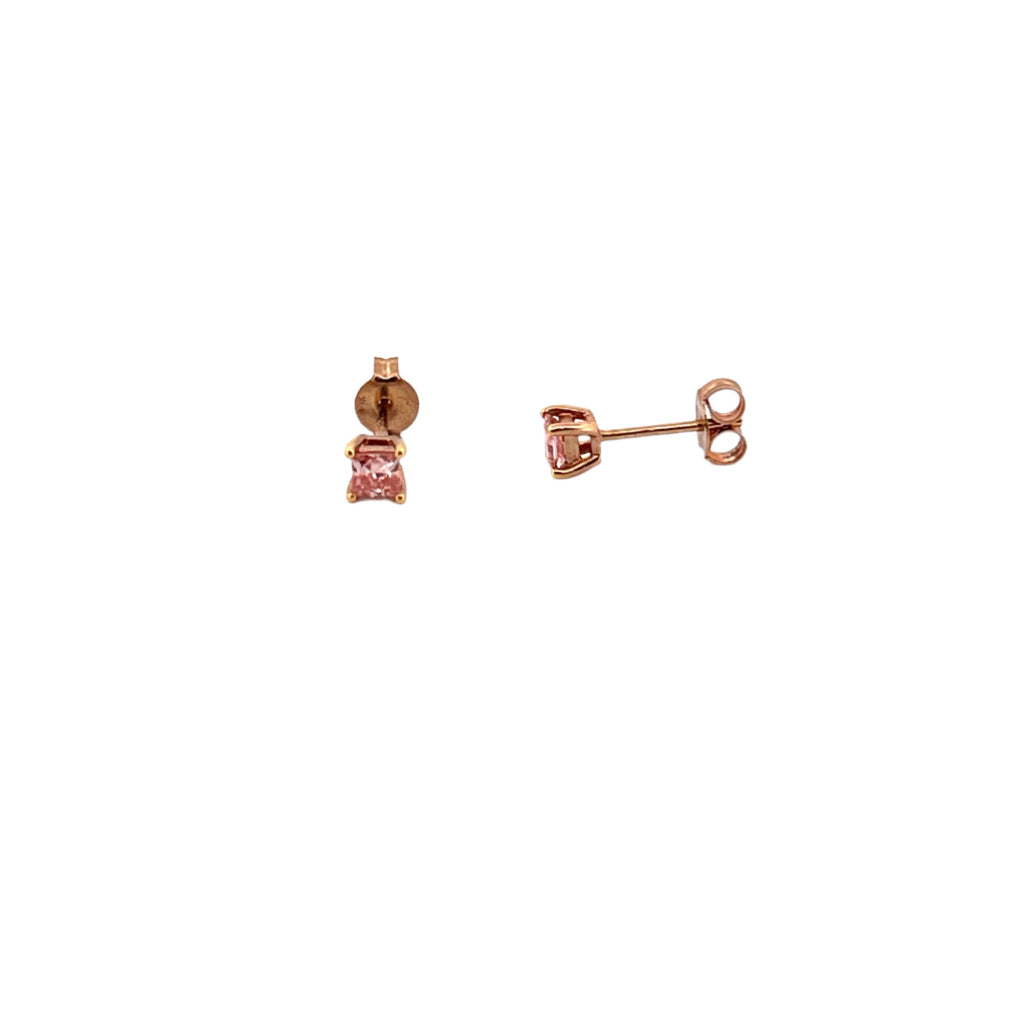14K Gold 0.50 Carat Lab Grown Princess Pink Diamond Studs