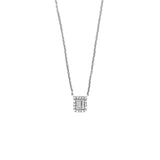 14K Gold Two Baguette Cluster Halo Diamond Necklace