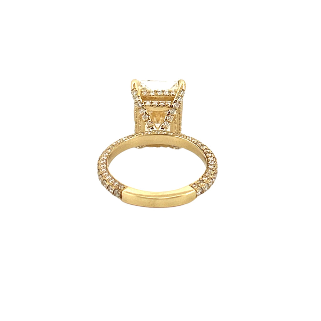 14K Gold 5.00 Carat Radiant Lab Grown Diamond Double Under Halo 3D Engagment Ring