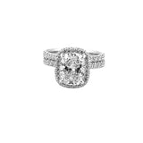 14K Gold 2.50 Carat Lab Grown Cushion Diamond Halo Prong Wedding Set