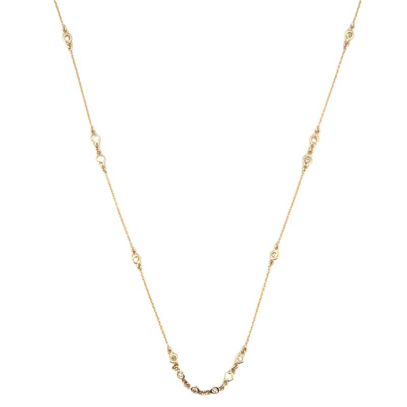 14K Gold Diamond Bezel Station Necklace