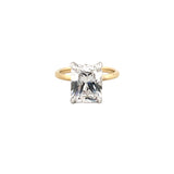 14K Two-Tone Gold 4.00 Carat Radiant Lab Grown Diamond Under Halo Solitaire Engagement Ring