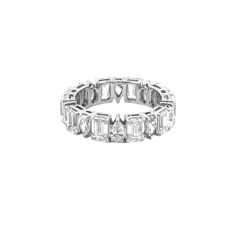 14K Gold Alternating Pear and Emerald Lab Grown Diamond Basket Eternity Band