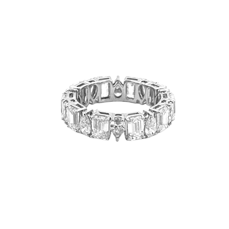 14K Gold Alternating Pear and Emerald Lab Grown Diamond Basket Eternity Band