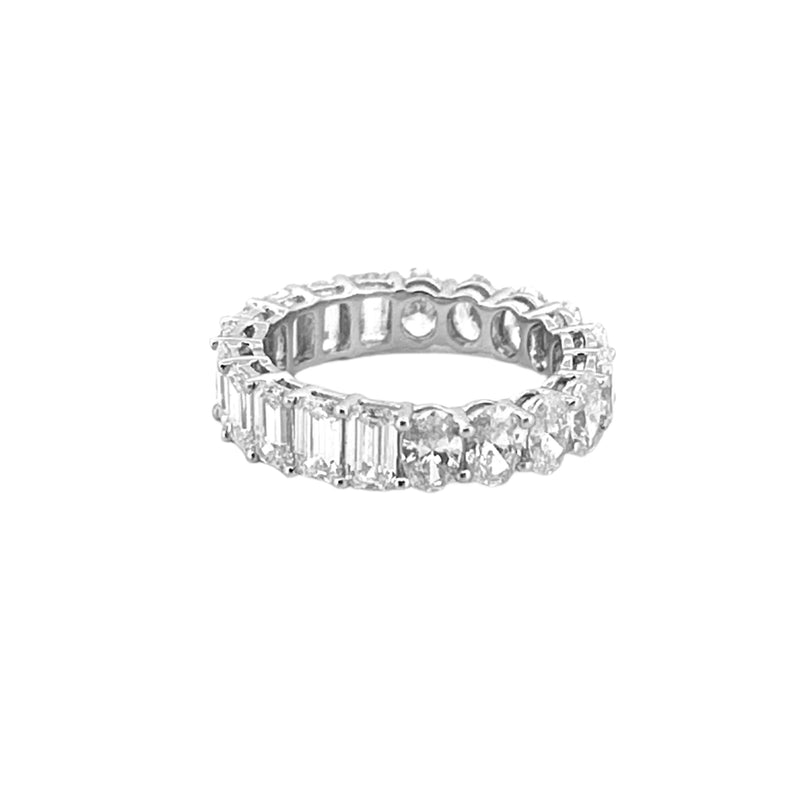 14K Gold Oval and Emerald Lab Grown Diamond Basket Eternity Band