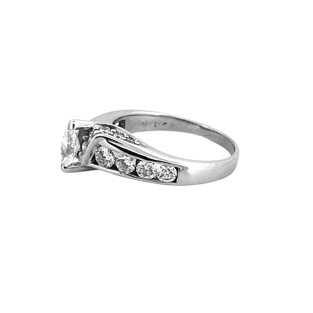 14K Gold Marquise Diamond Channel Set Engagement Ring