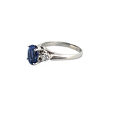 14K Gold Three Stone Oval Tanzanite and Diamond Band