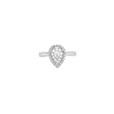 14K Gold Cluster Pear Natural Diamond Halo Engagement Ring