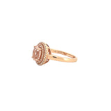 14K Gold 1.00 Carat Oval Morganite Double Halo Engagement Ring