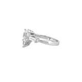 14K Gold Three Stone Cluster Pear Shape and Baguette Diamond Engagement Ring