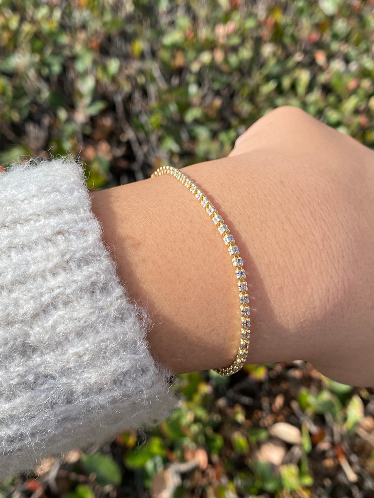 14K Gold 2MM Diamond Cut Bracelet