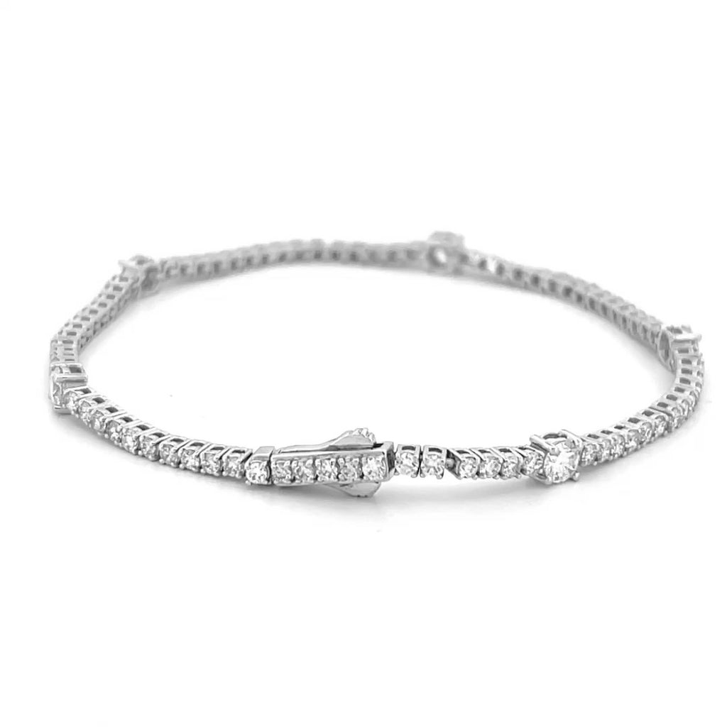 14K Gold Lab Grown Station 4MM Diamond Tennis Bracelet