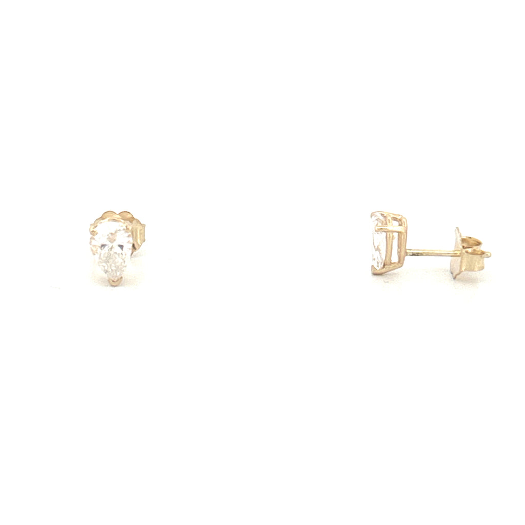 14K Gold 1.00 Carat Lab Grown Pear Diamond Studs
