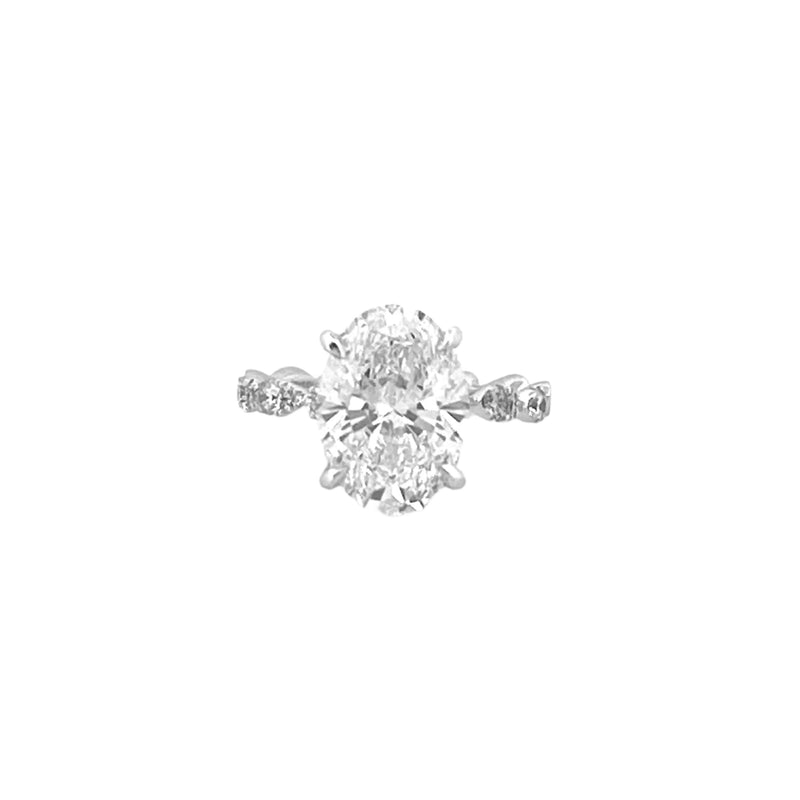14K Gold 4.00 Carat Lab Grown Oval Diamond Pear Setting Engagement Ring