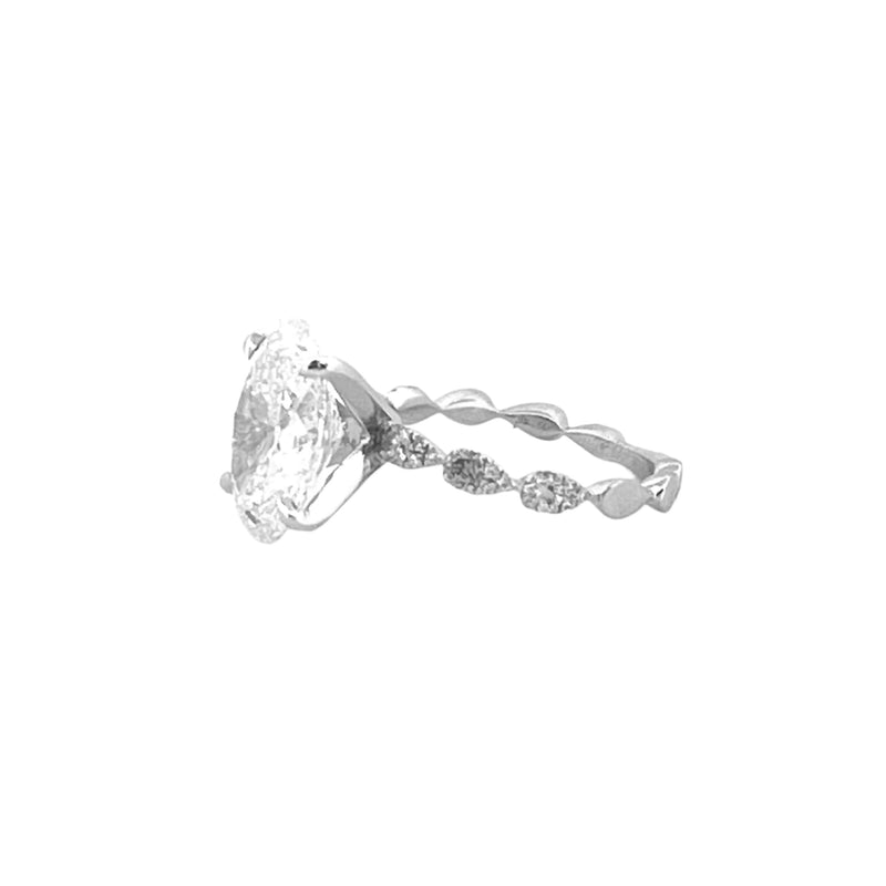 14K Gold 4.00 Carat Lab Grown Oval Diamond Pear Setting Engagement Ring
