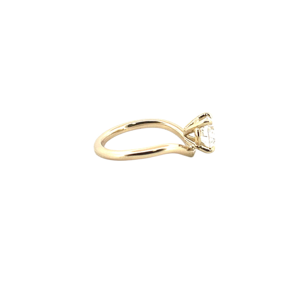 14K Gold East West 1.50 Carat Lab Grown Diamond Pear Curved Engagement Ring