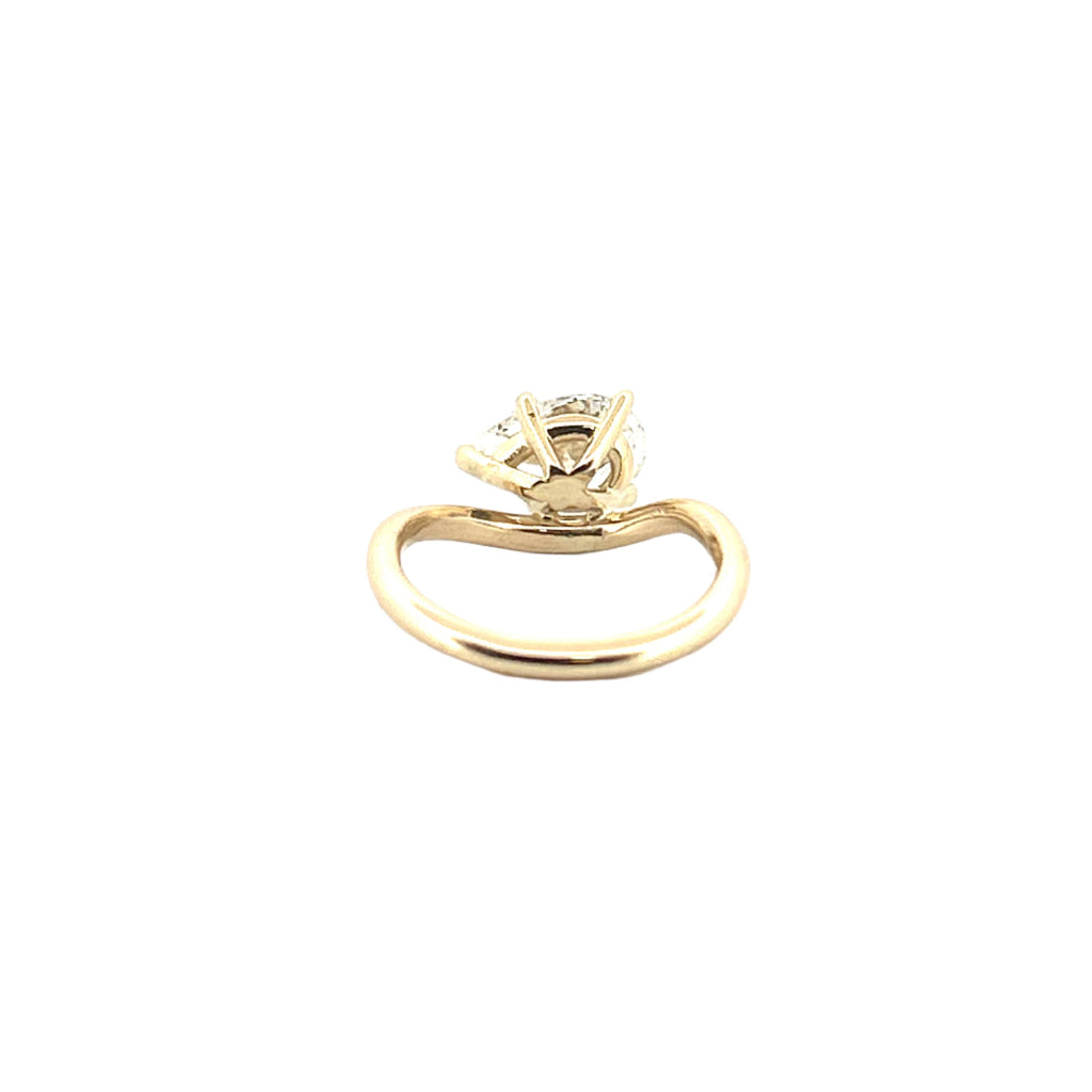 14K Gold East West 1.50 Carat Lab Grown Diamond Pear Curved Engagement Ring