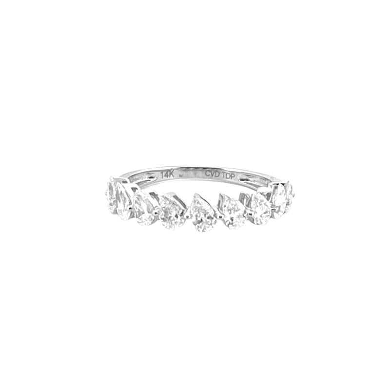 14K Gold 4.3MM Pear Slant Lab Grown Diamond Wedding Band