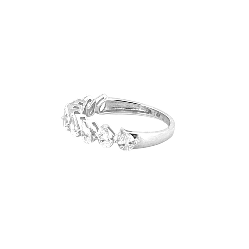14K Gold 4.3MM Pear Slant Lab Grown Diamond Wedding Band