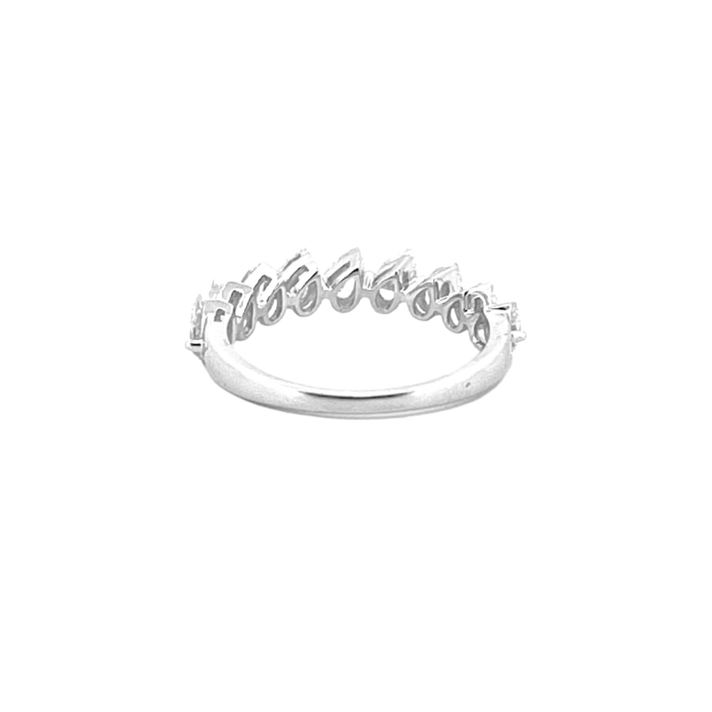14K Gold 4.3MM Pear Slant Lab Grown Diamond Wedding Band