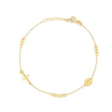14K Yellow Gold Rosary Diamond Cut Ball Bracelet