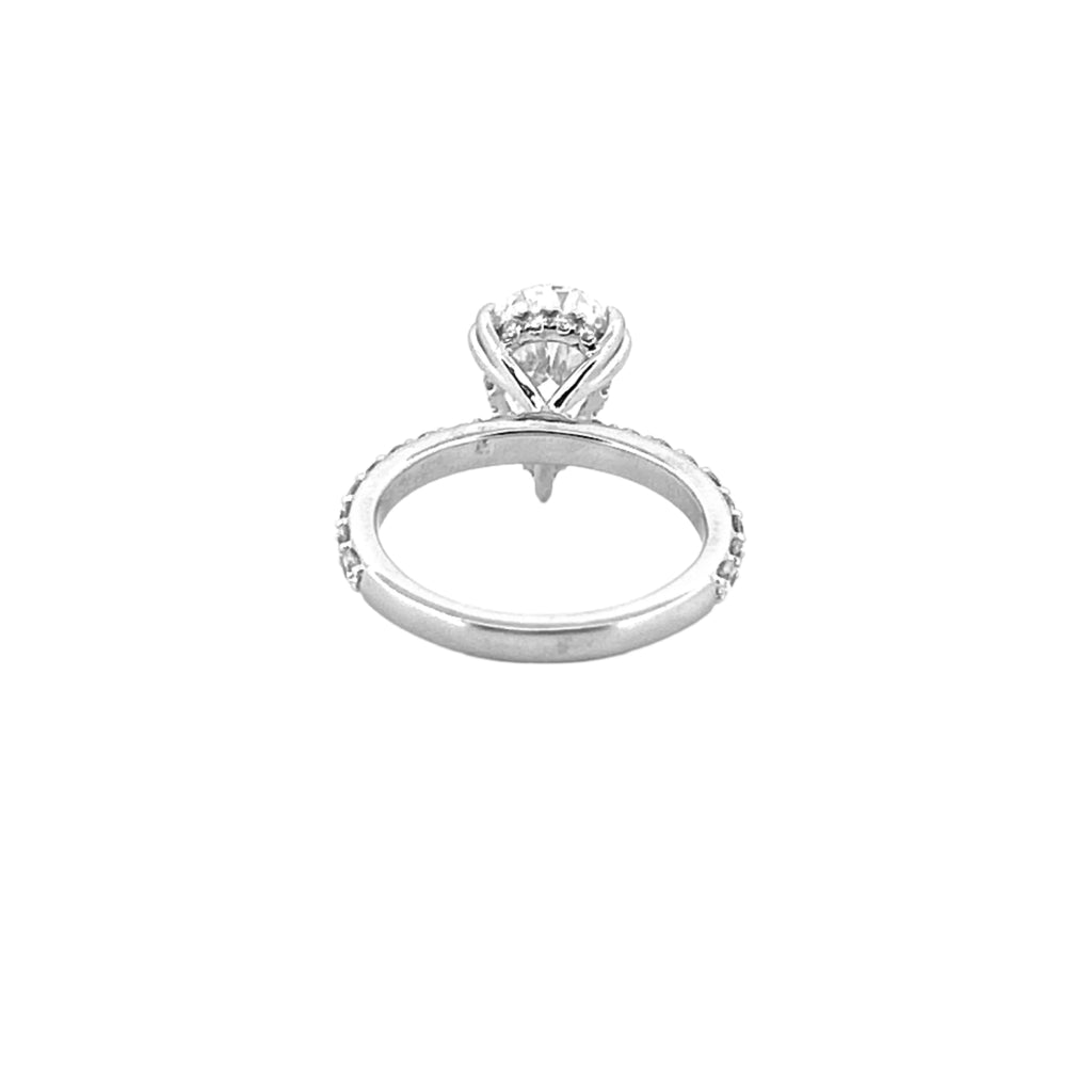 14K Gold 2.50 Carat Lab Grown Pear Diamond Under Halo Engagement Ring