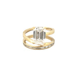 14K Gold 3.00 Carat Lab Grown Emerald Diamond Wrapped Baguette Engagement Ring