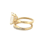 14K Gold 3.00 Carat Lab Grown Emerald Diamond Wrapped Baguette Engagement Ring