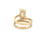 14K Gold 3.00 Carat Lab Grown Emerald Diamond Wrapped Baguette Engagement Ring