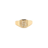 14K Gold Diamond Bitcoin Signet Band