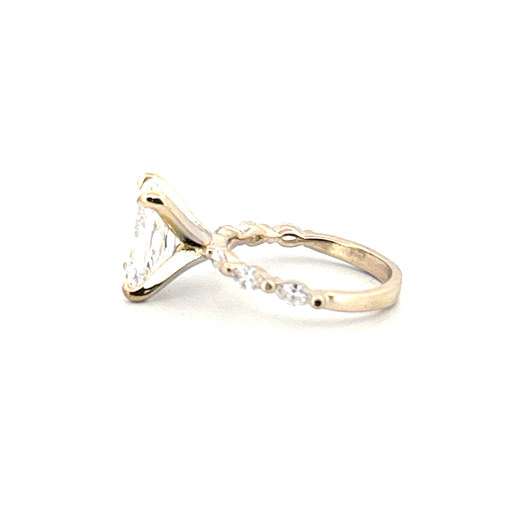 14K Gold 2.50 Carat Lab Grown Radiant Marquise Setting Engagement Ring
