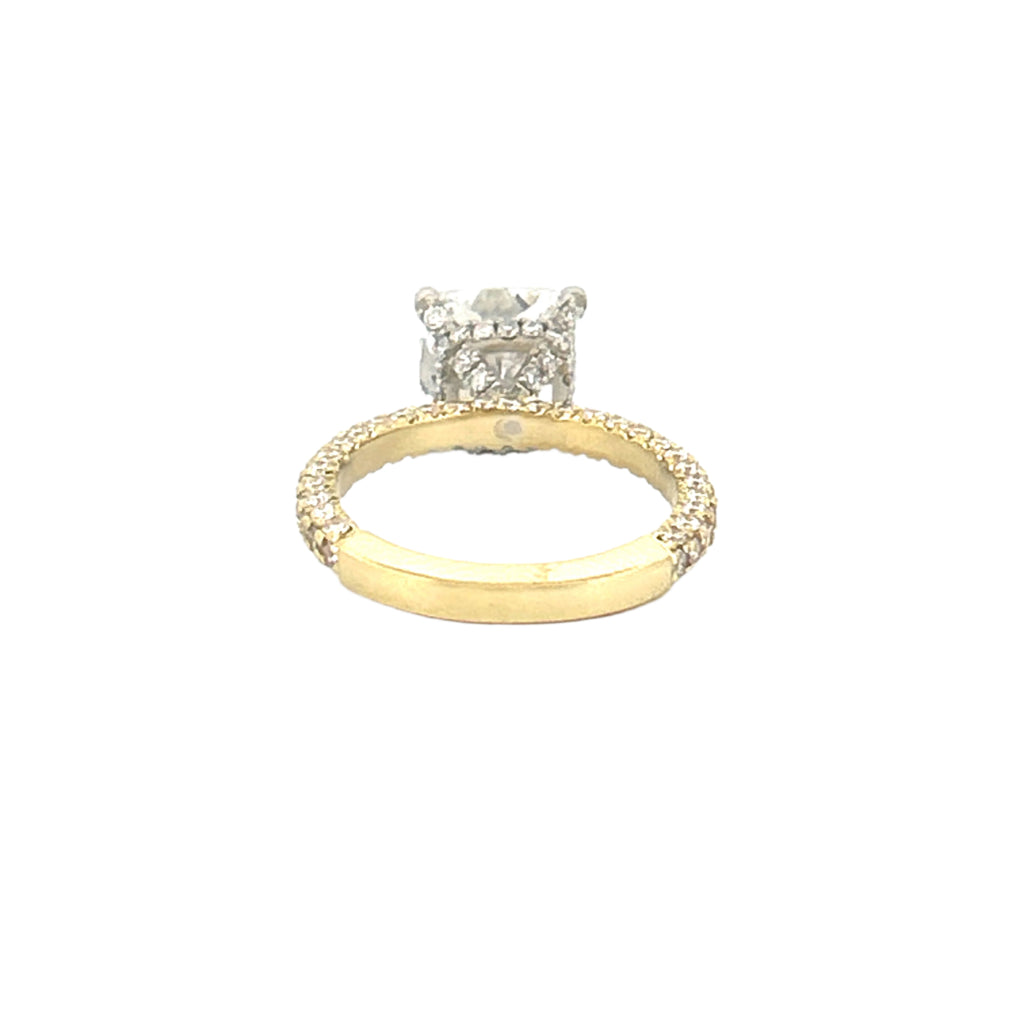 14K Two Tone Gold 3.00 Carat Lab Grown Radiant 3D Setting Engagement Ring