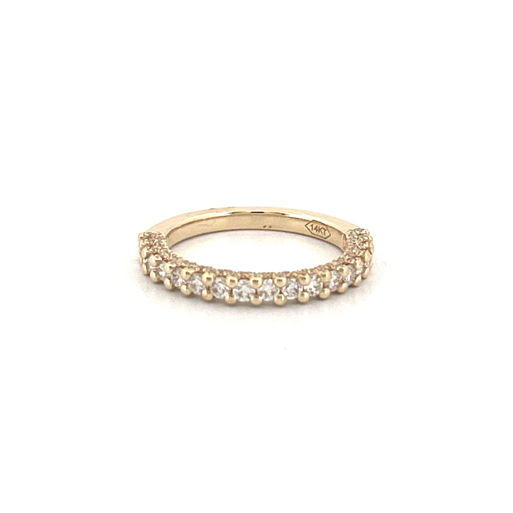 14K Gold Thin 2.5MM Diamond U-Prong Halfway Ring