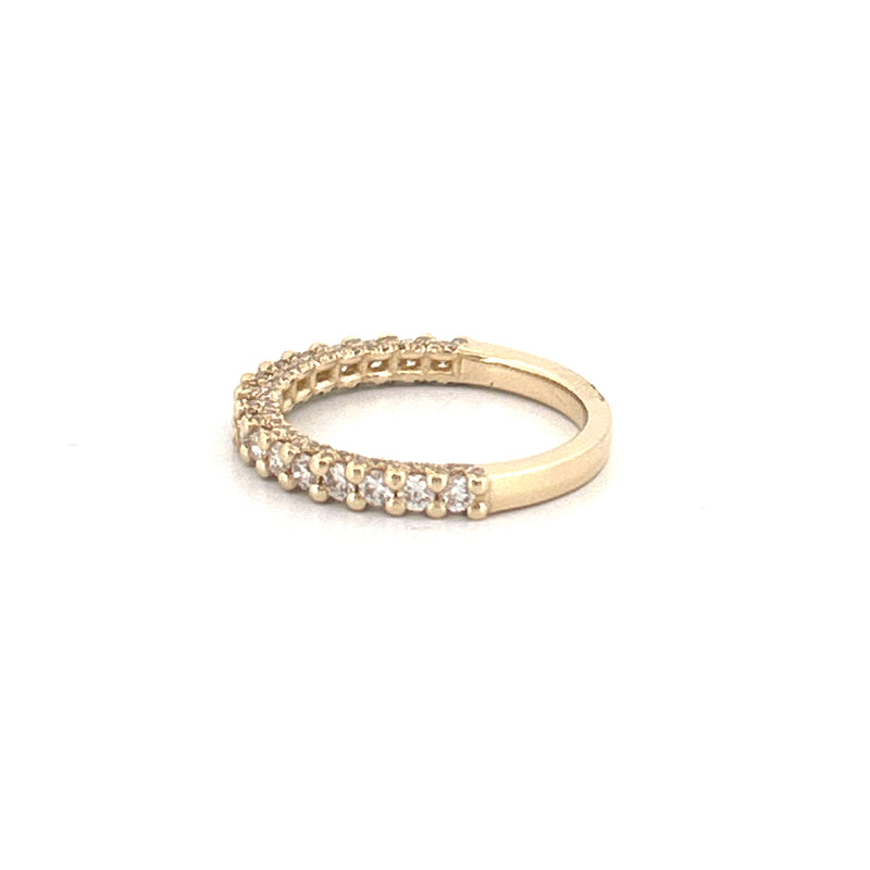 14K Gold Thin 2.5MM Diamond U-Prong Halfway Ring