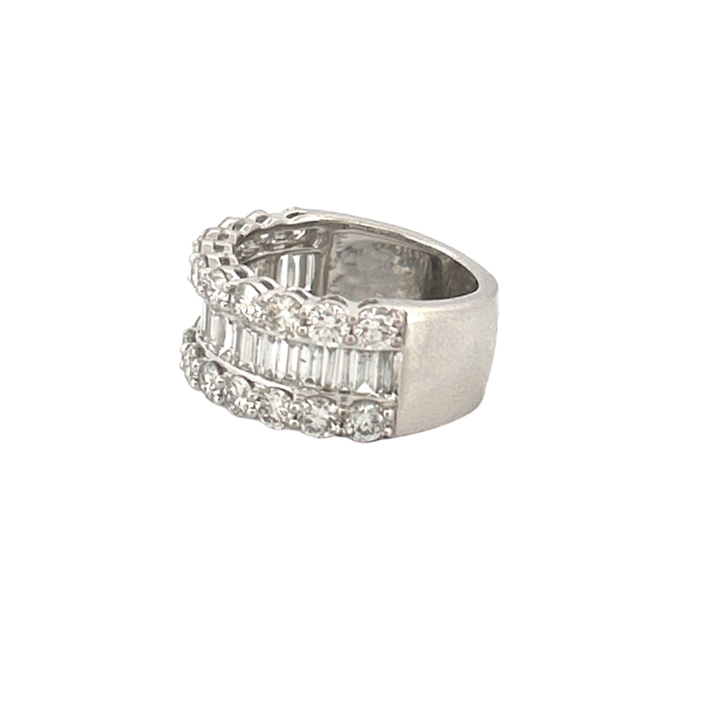 14K Gold 9.3MM Natural Baguette and Round Diamond Halfway Band