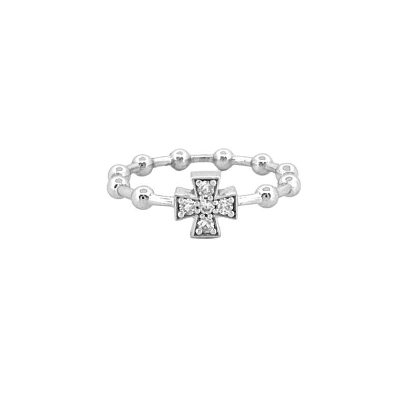 14K Gold Diamond Formée Cross Bead Station Band