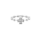 14K Gold Diamond Formée Cross Bead Station Band