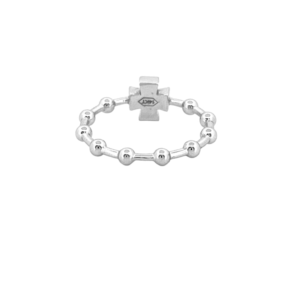 14K Gold Diamond Formée Cross Bead Station Band