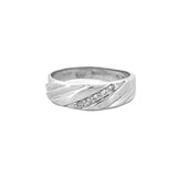 14K Gold Striped Slant Diamond Mens Band