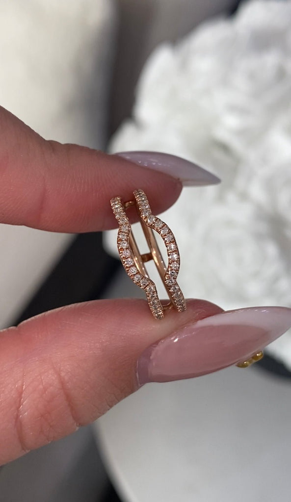 14K Gold Prong Set Diamond Ring Guard Band