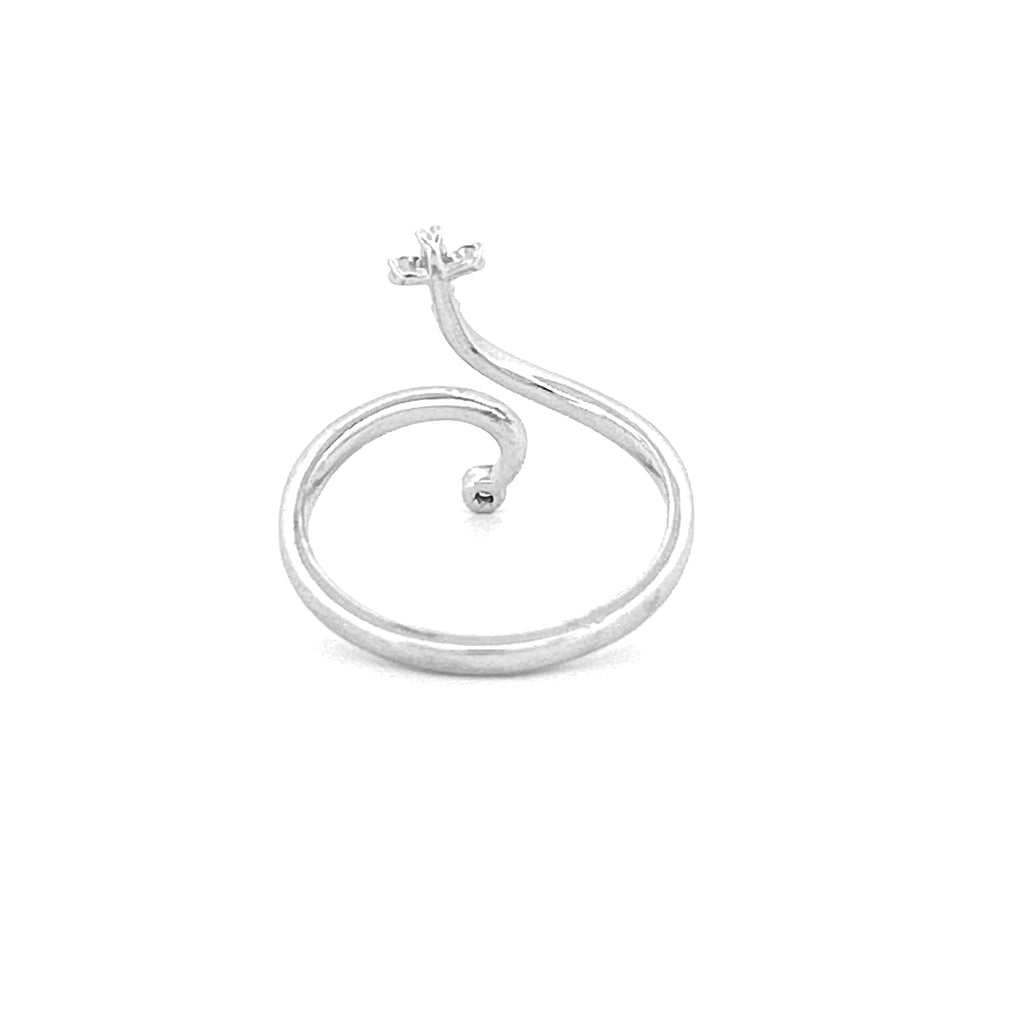 14K Gold Open Cross and Bezel Diamond Ring