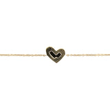 14K Gold Fluted Heart Diamond Charm Bracelet