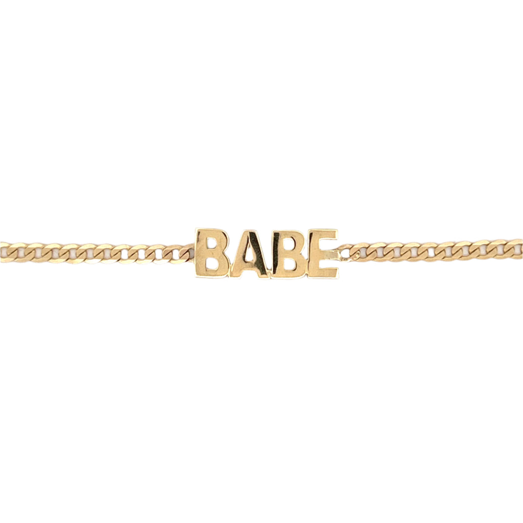 14K Gold BABE Curb Bracelet